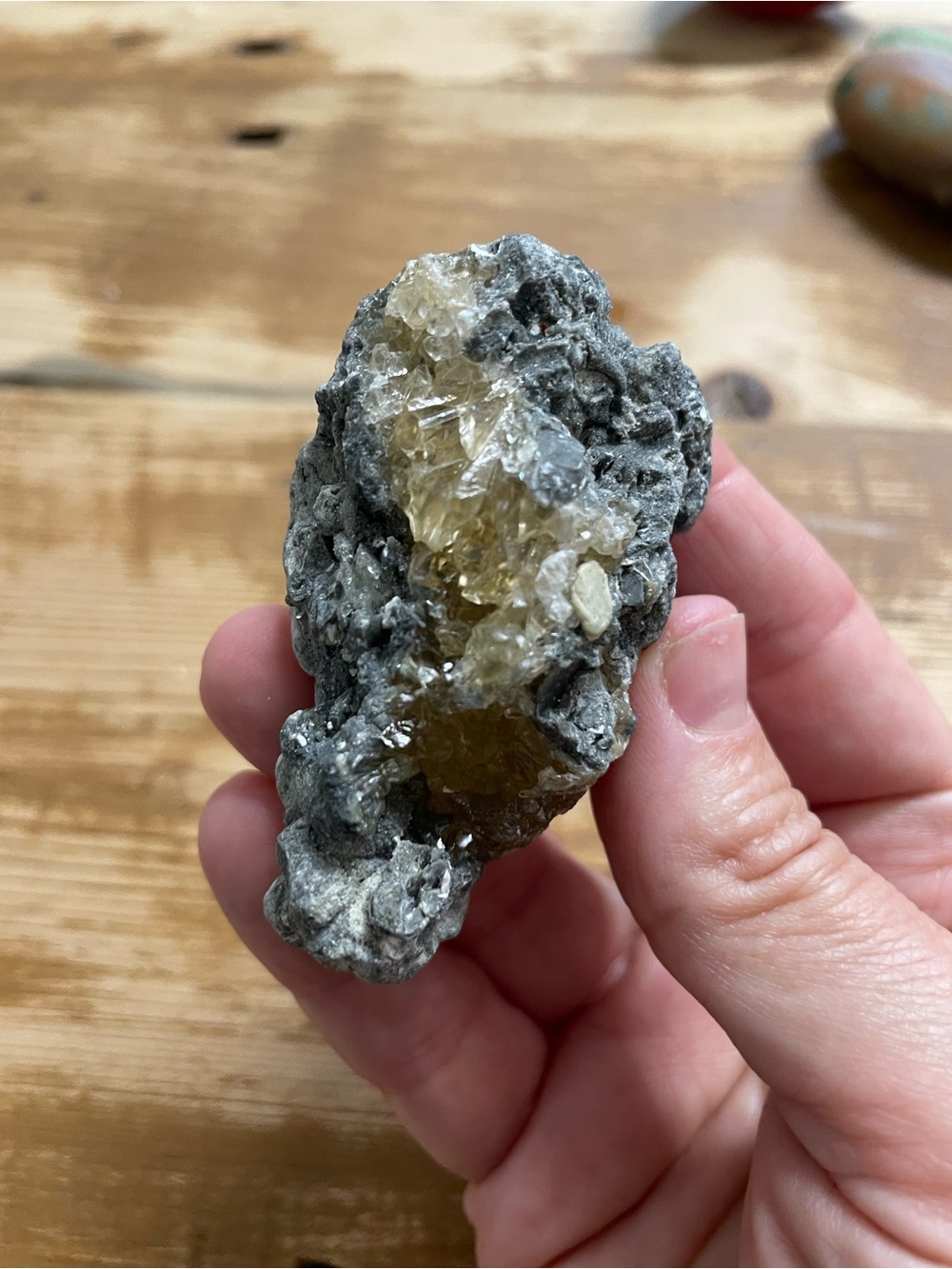 Natural Citrine calcite Crystal Cluster - Yellow Geode Accent from Florida